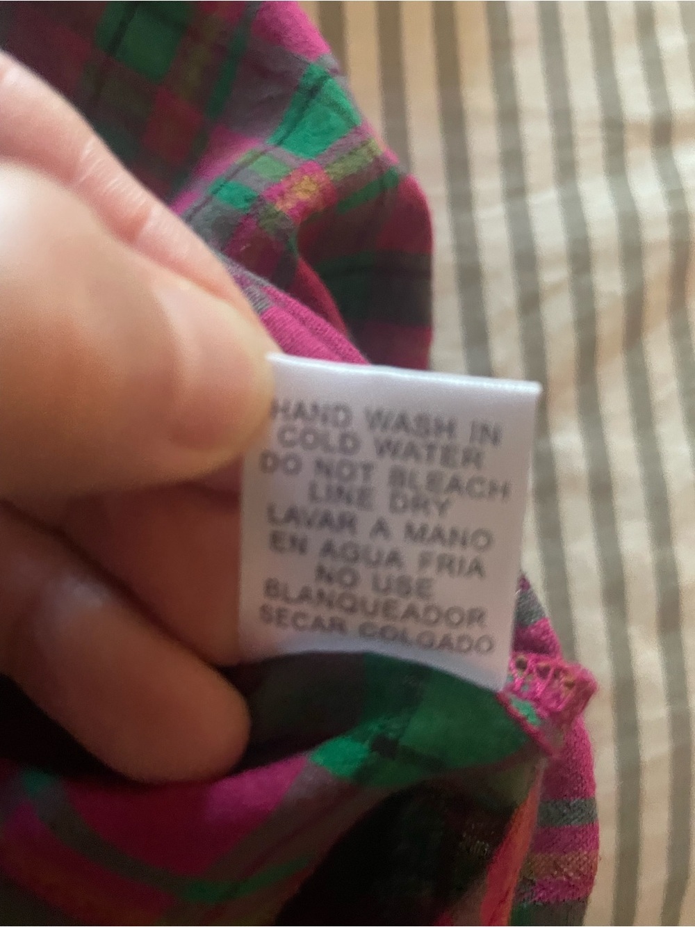 Entro Pink Green Plaid Oversized Pima Cotton Button Up Small - Picture 12 of 12